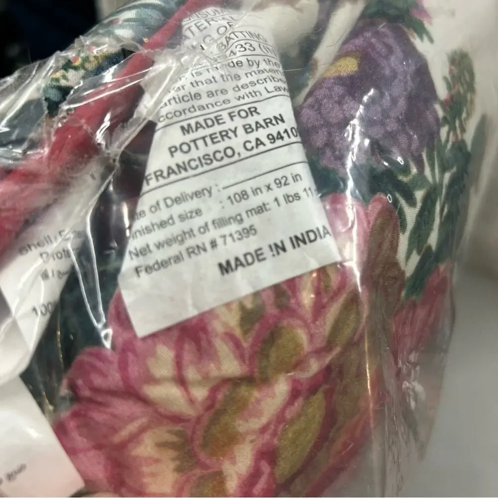 Pottery Barn Margeaux Embroidered Floral Reversible Quilt Bedding King / Cal NWT